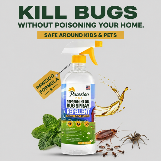 Pawzioo Peppermint Oil Bug Spray – Ant, Spider & Roach Repellent,