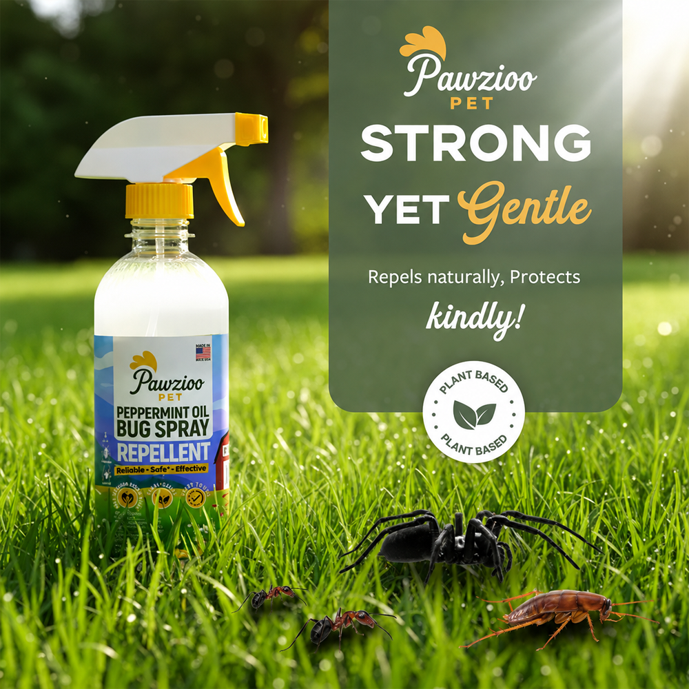 Pawzioo Peppermint Oil Bug Spray – Ant, Spider & Roach Repellent,